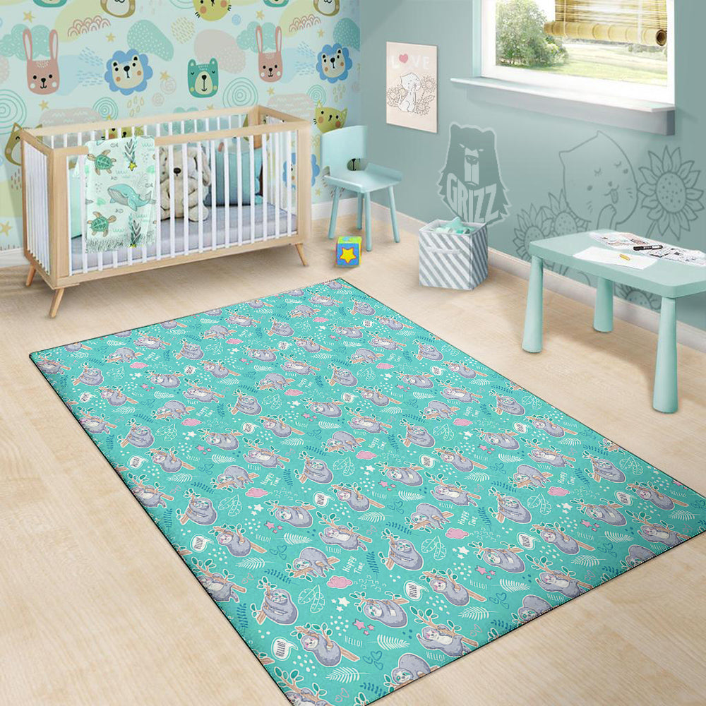Sloth Cute Print Pattern Floor Mat-grizzshop