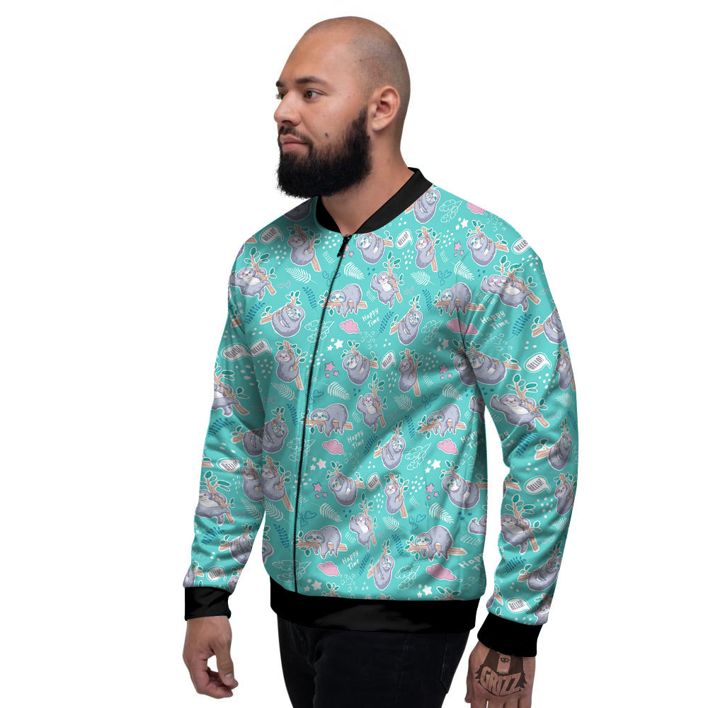 Sloth Cute Print Pattern Men's Bomber Jacket-grizzshop
