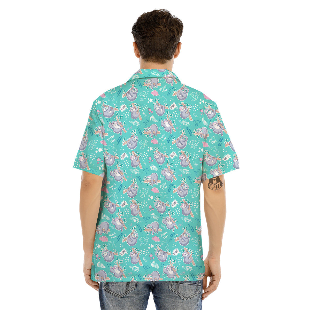 Sloth Cute Print Pattern Men's Hawaiian Shirt-grizzshop