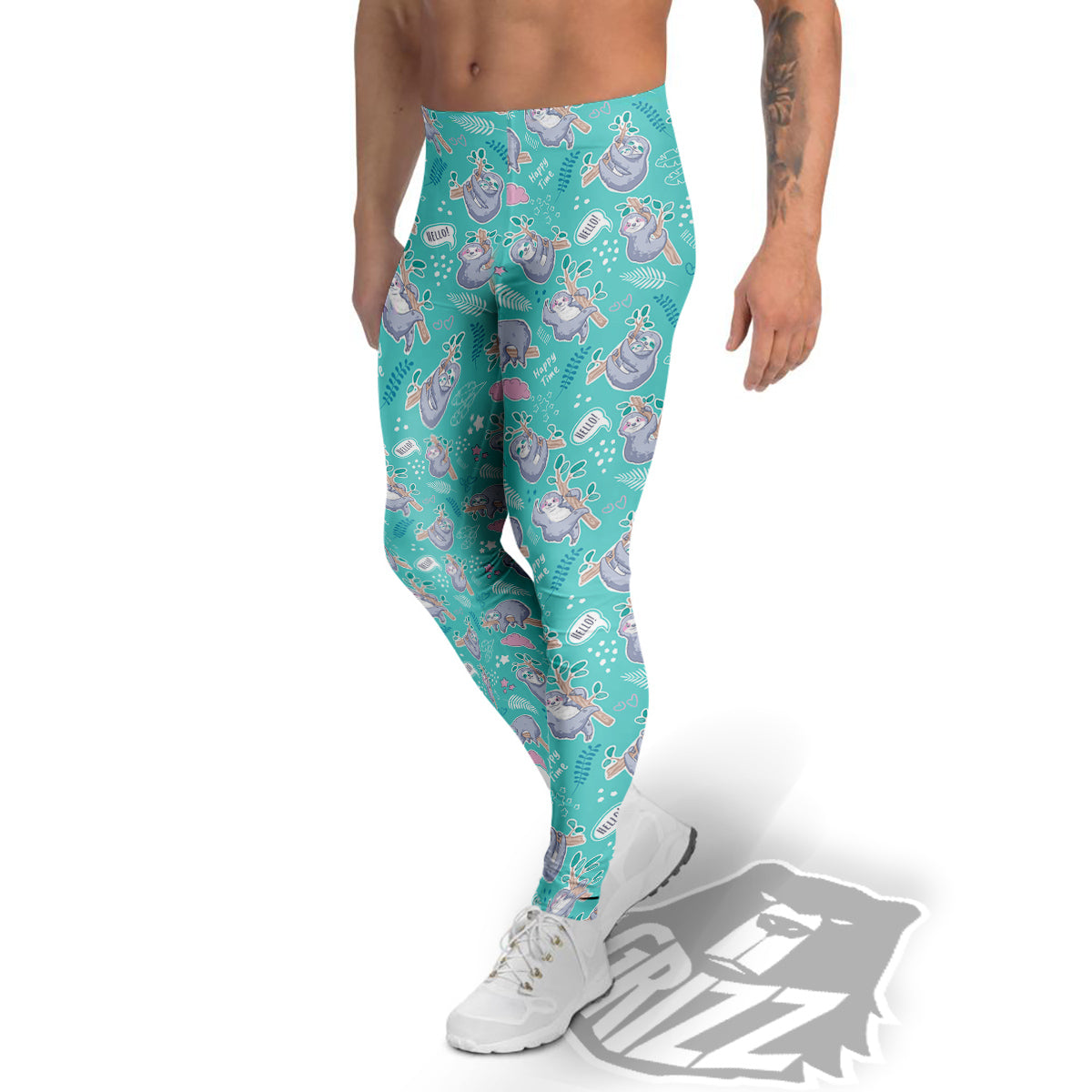 Sloth Cute Print Pattern Men's Leggings-grizzshop