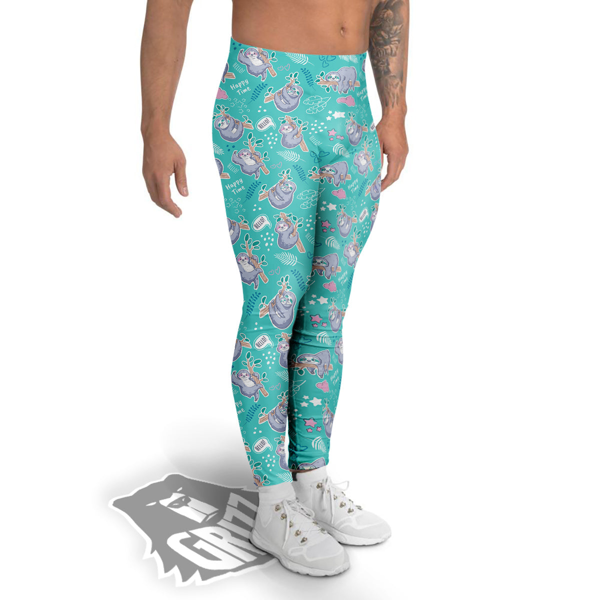 Sloth Cute Print Pattern Men's Leggings-grizzshop