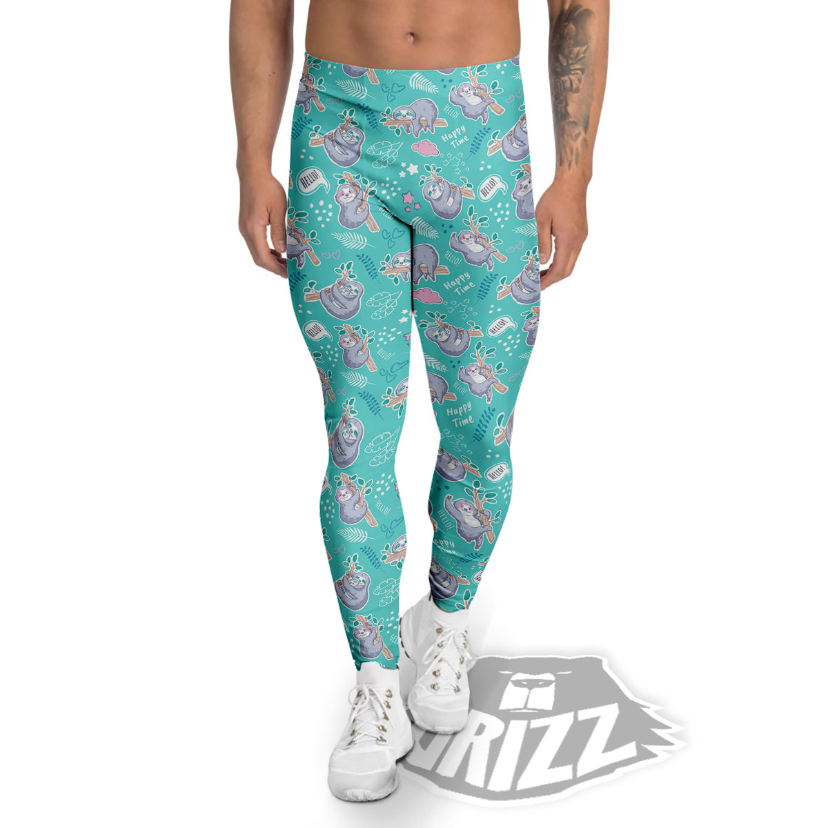 Sloth Cute Print Pattern Men's Leggings-grizzshop