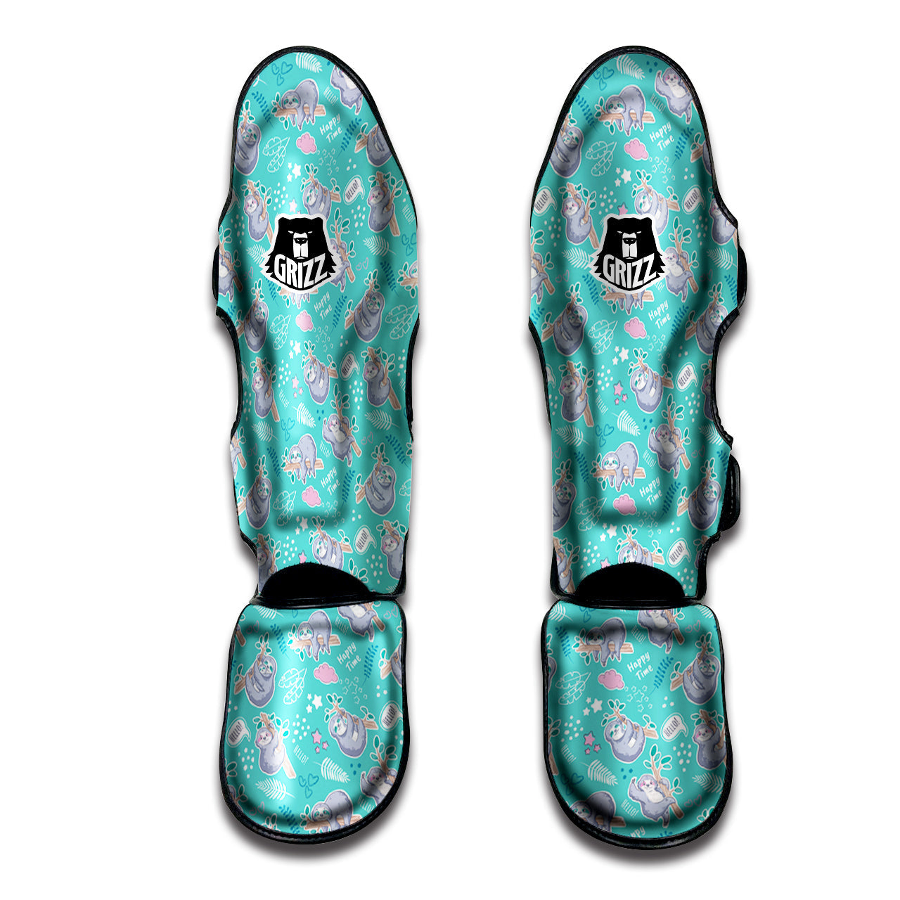 Sloth Cute Print Pattern Muay Thai Shin Guards-grizzshop
