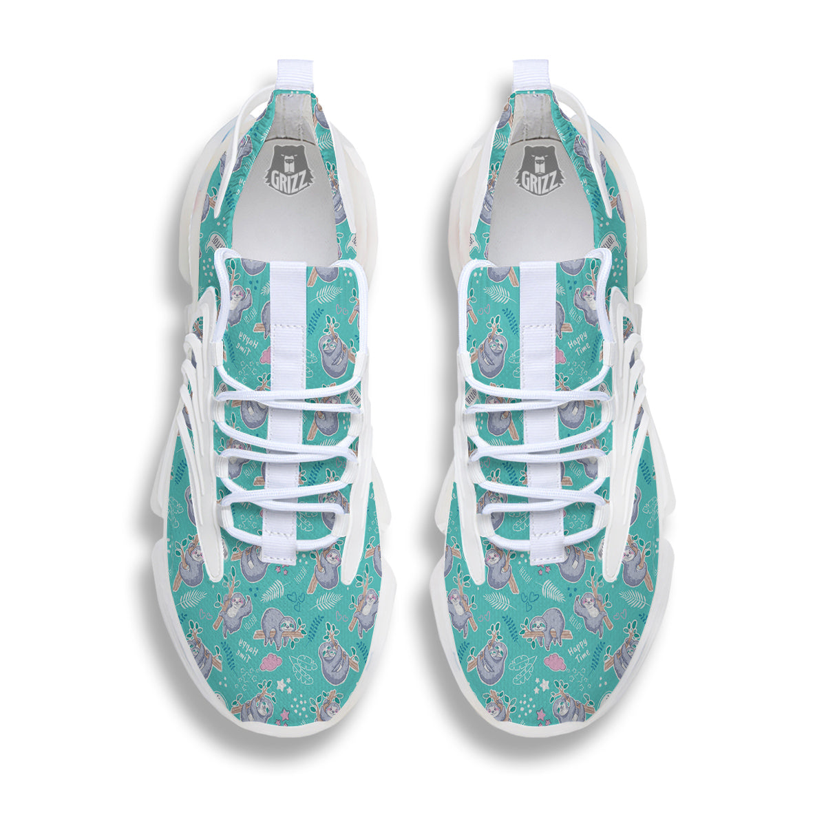 Sloth Cute Print Pattern White Gym Shoes-grizzshop
