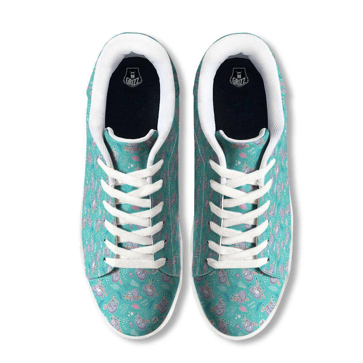 Sloth Cute Print Pattern White Low Top Sneakers-grizzshop