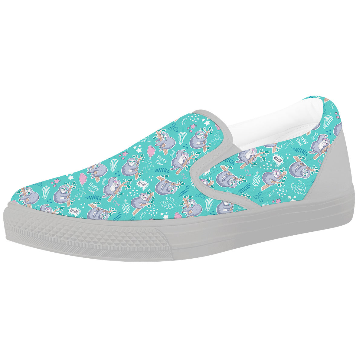 Sloth Cute Print Pattern White Slip On Shoes-grizzshop