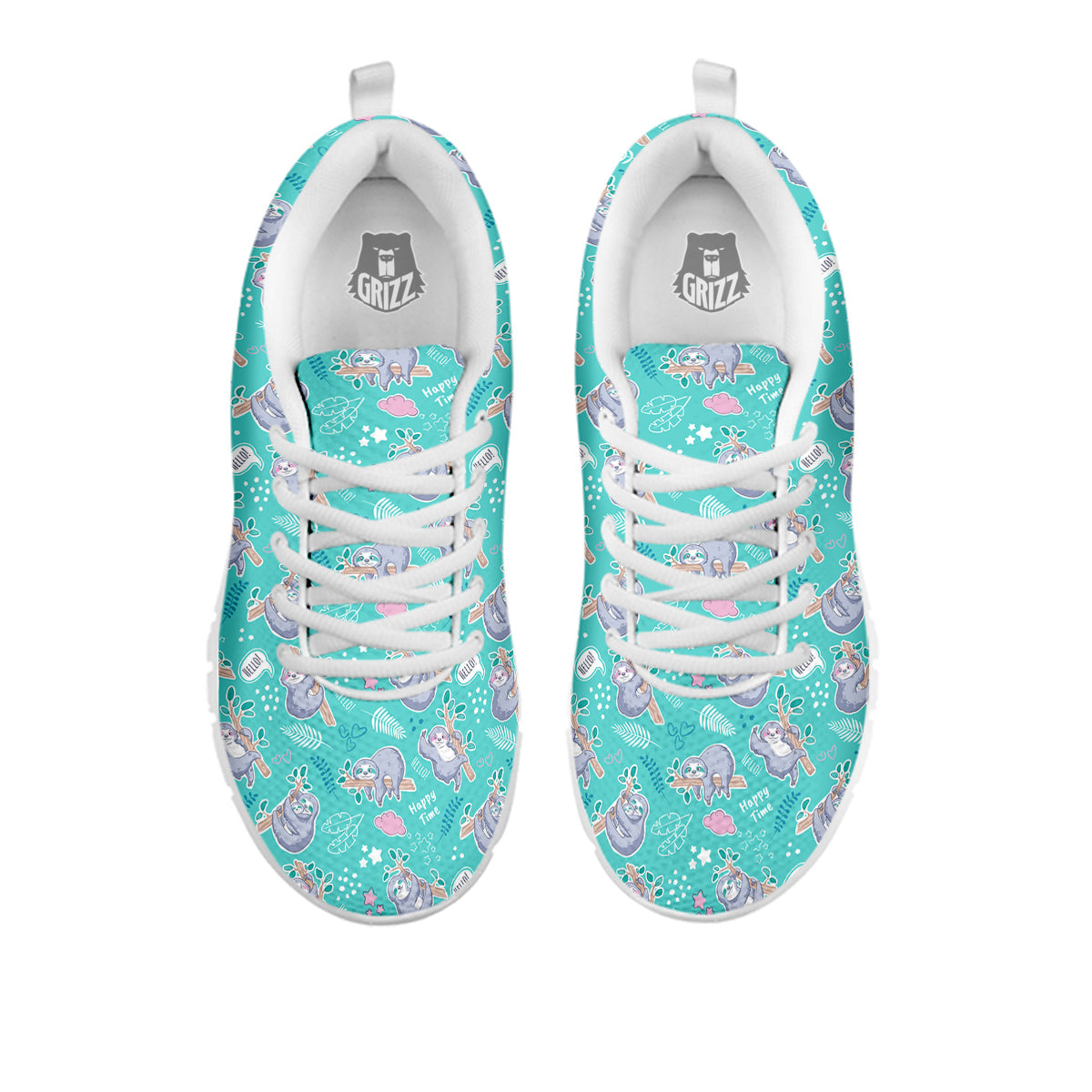 Sloth Cute Print Pattern White Sneaker-grizzshop