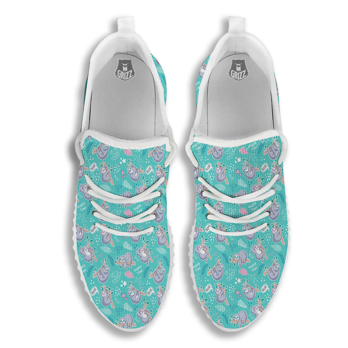 Sloth Cute Print Pattern White Walking Shoes-grizzshop