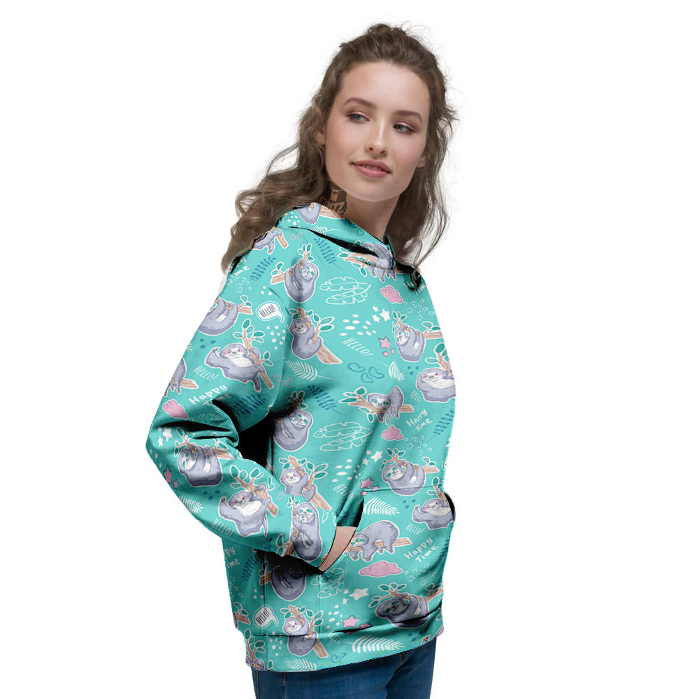 Sloth Cute Print Pattern Women's Hoodie-grizzshop