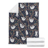 Sloth Floral Pattern Print Blanket-grizzshop