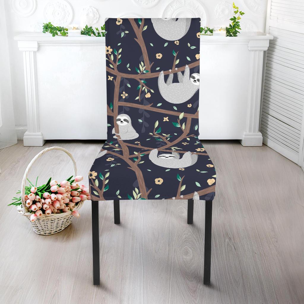 Sloth Floral Pattern Print Chair Cover-grizzshop