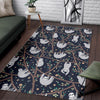 Sloth Floral Pattern Print Floor Mat-grizzshop