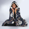 Sloth Floral Pattern Print Hooded Blanket-grizzshop