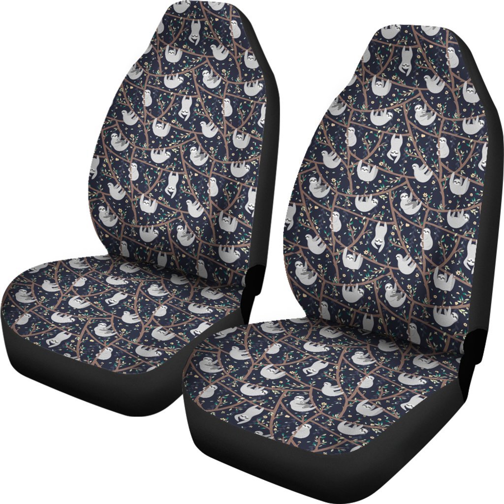 Sloth Floral Pattern Print Universal Fit Car Seat Cover-grizzshop