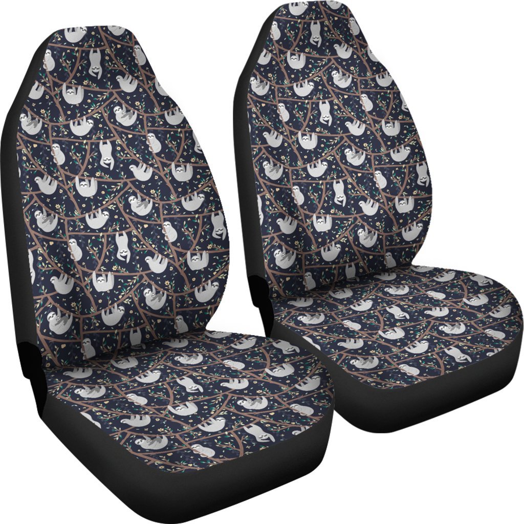 Sloth Floral Pattern Print Universal Fit Car Seat Cover-grizzshop