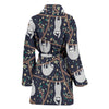 Sloth Floral Pattern Print Women Long Robe-grizzshop