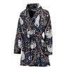 Sloth Floral Pattern Print Women Long Robe-grizzshop