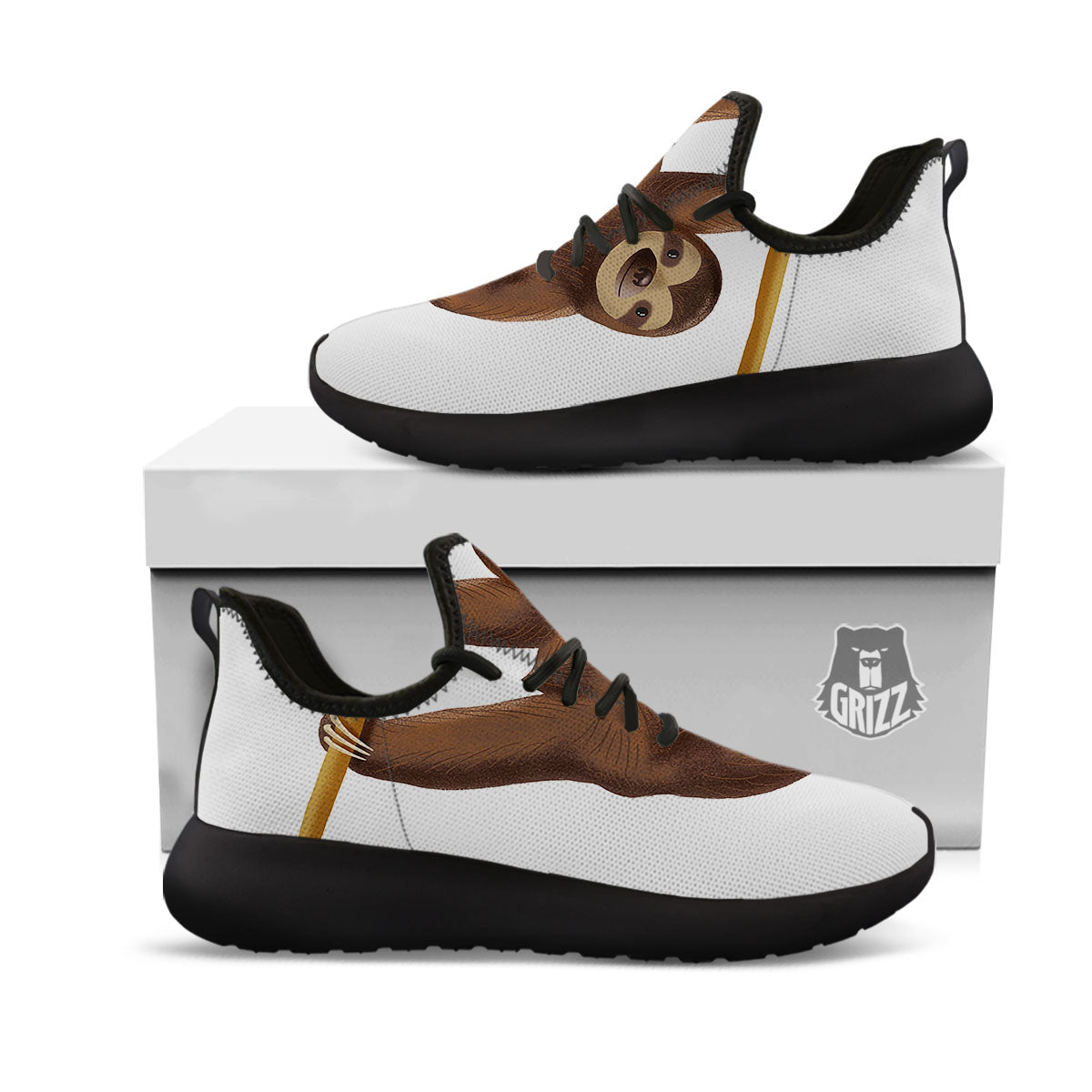 Sloth Happy Print Black Athletic Shoes-grizzshop