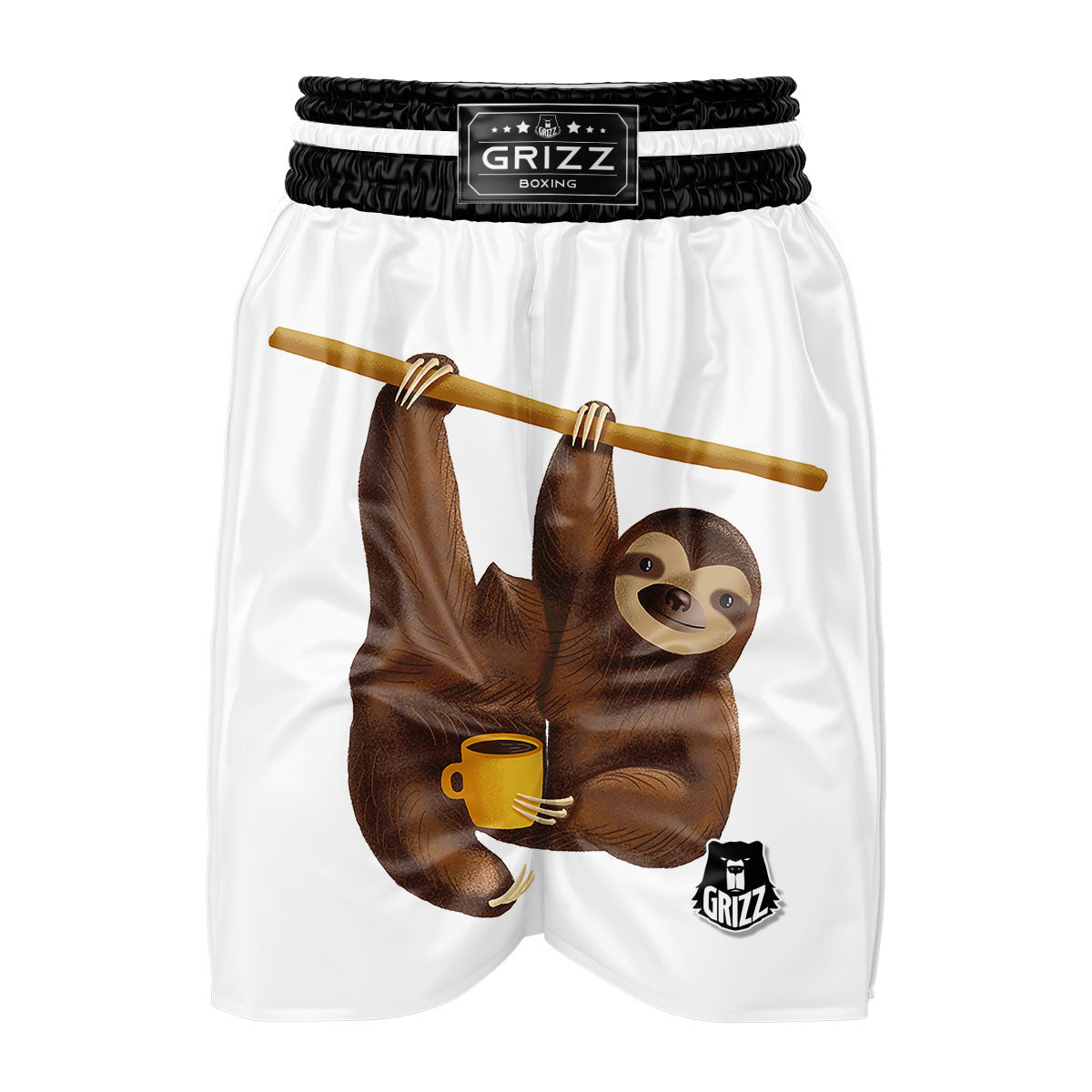 Sloth Happy Print Boxing Shorts-grizzshop