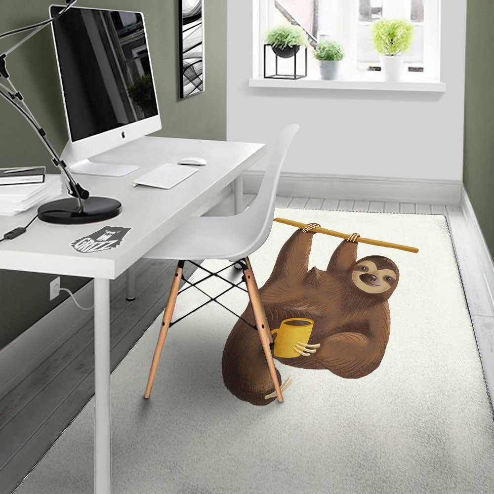 Sloth Happy Print Floor Mat-grizzshop