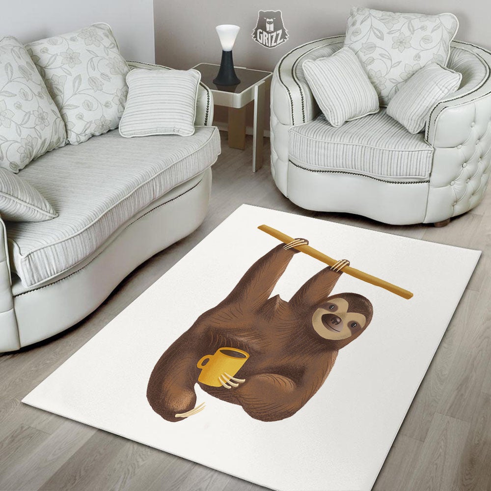 Sloth Happy Print Floor Mat-grizzshop