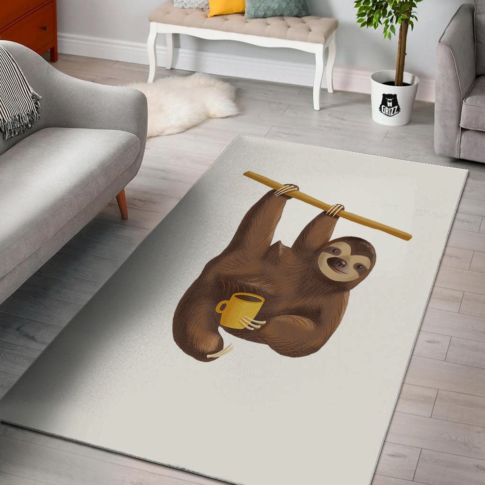 Sloth Happy Print Floor Mat-grizzshop