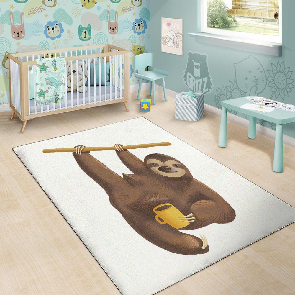 Sloth Happy Print Floor Mat-grizzshop