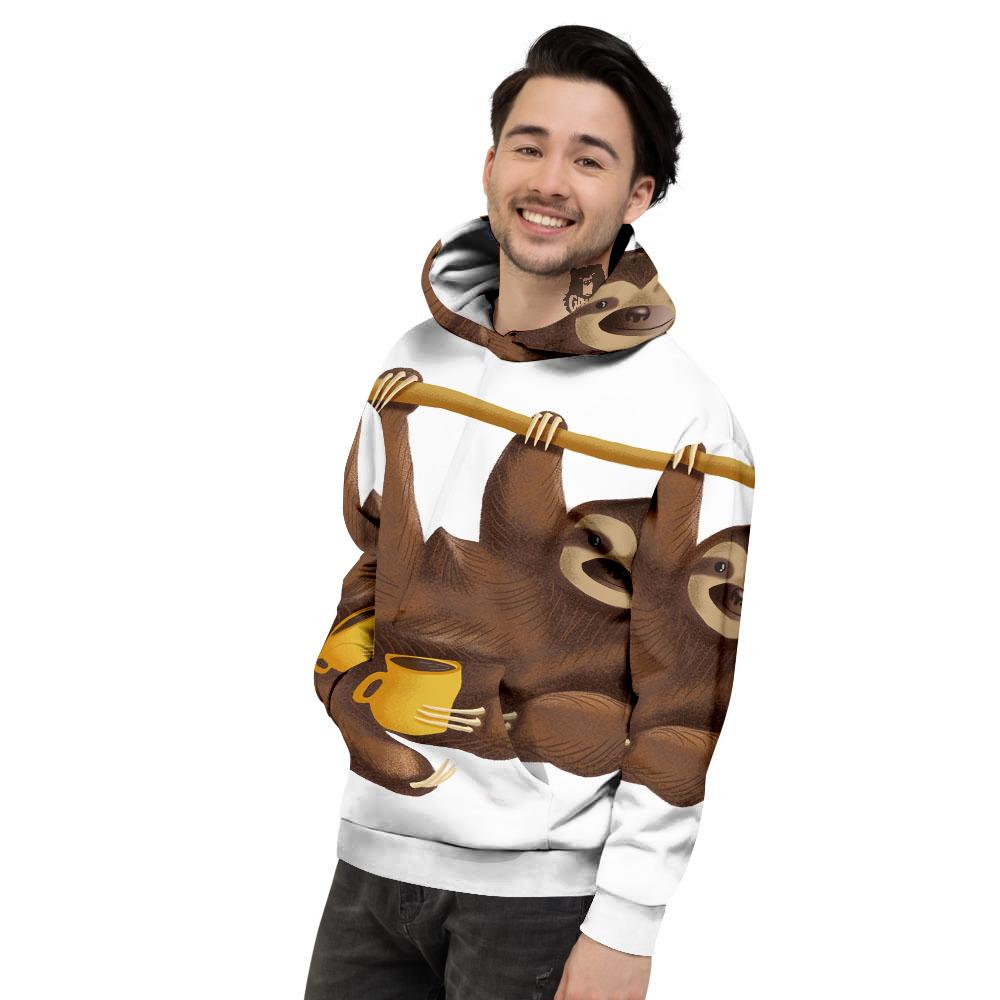 Sloth Happy Print Men's Hoodie-grizzshop