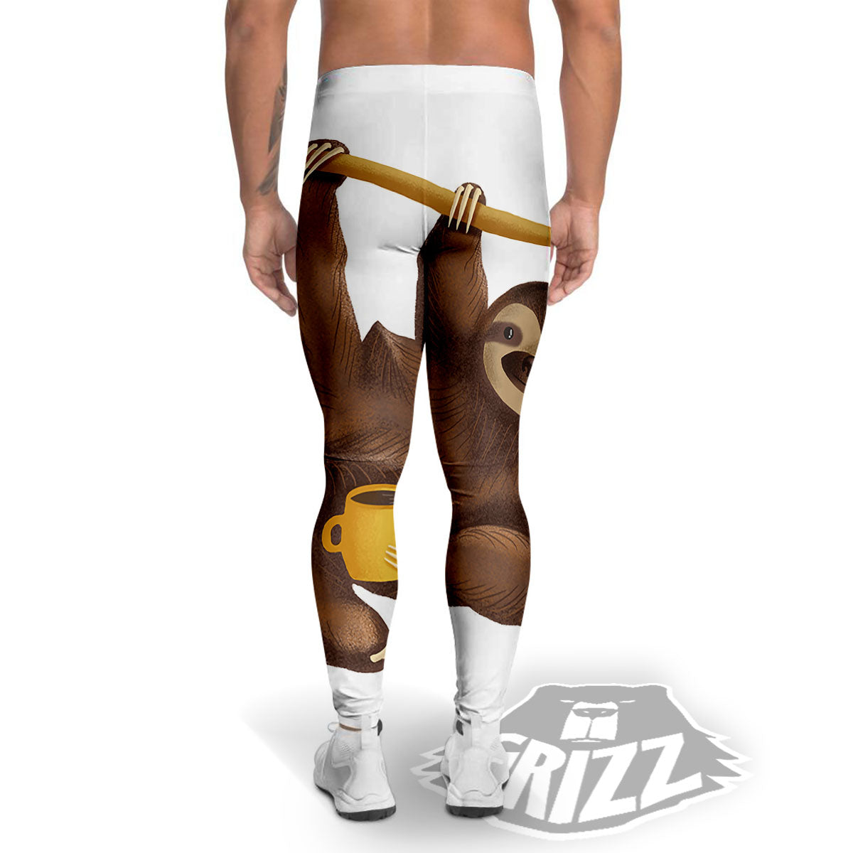 Sloth Happy Print Men's Leggings-grizzshop