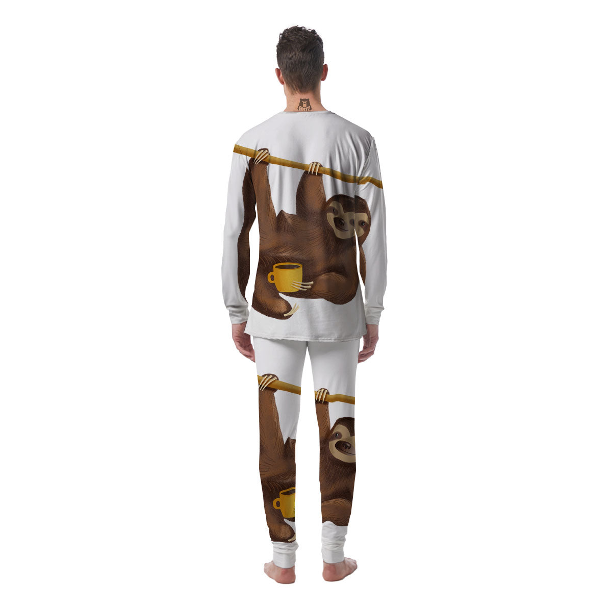 Sloth Happy Print Men's Pajamas-grizzshop