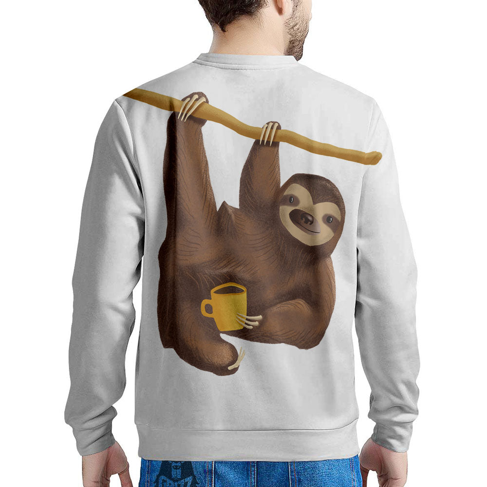 Sloth Happy Print Men's Sweatshirt-grizzshop