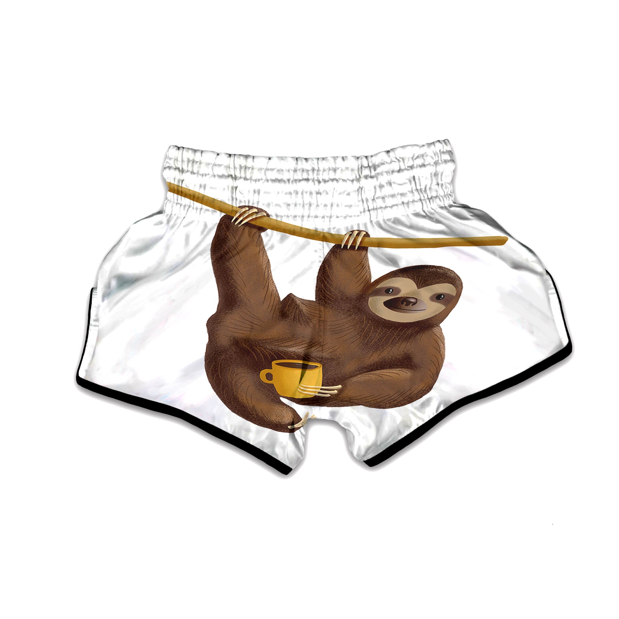 Sloth Happy Print Muay Thai Boxing Shorts-grizzshop