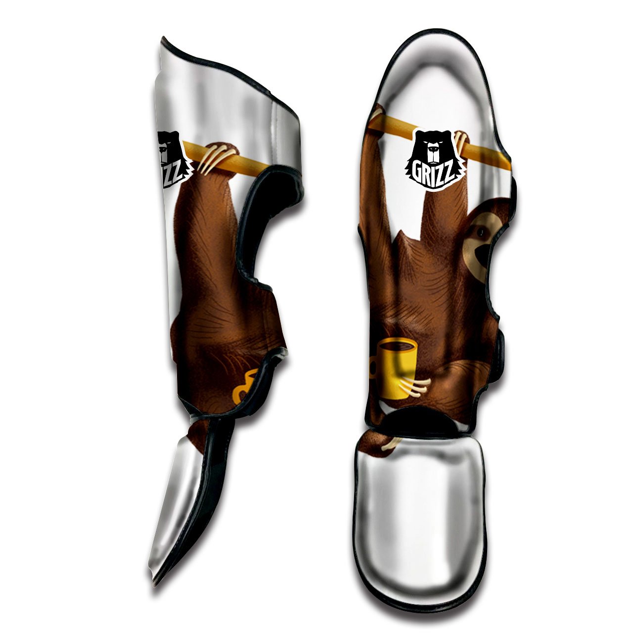 Sloth Happy Print Muay Thai Shin Guards-grizzshop