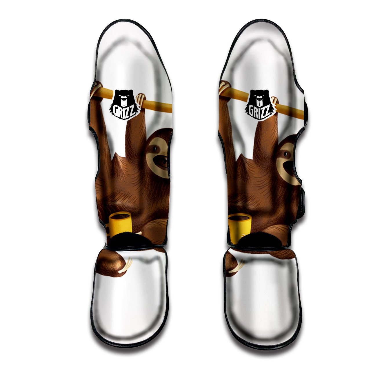 Sloth Happy Print Muay Thai Shin Guards-grizzshop