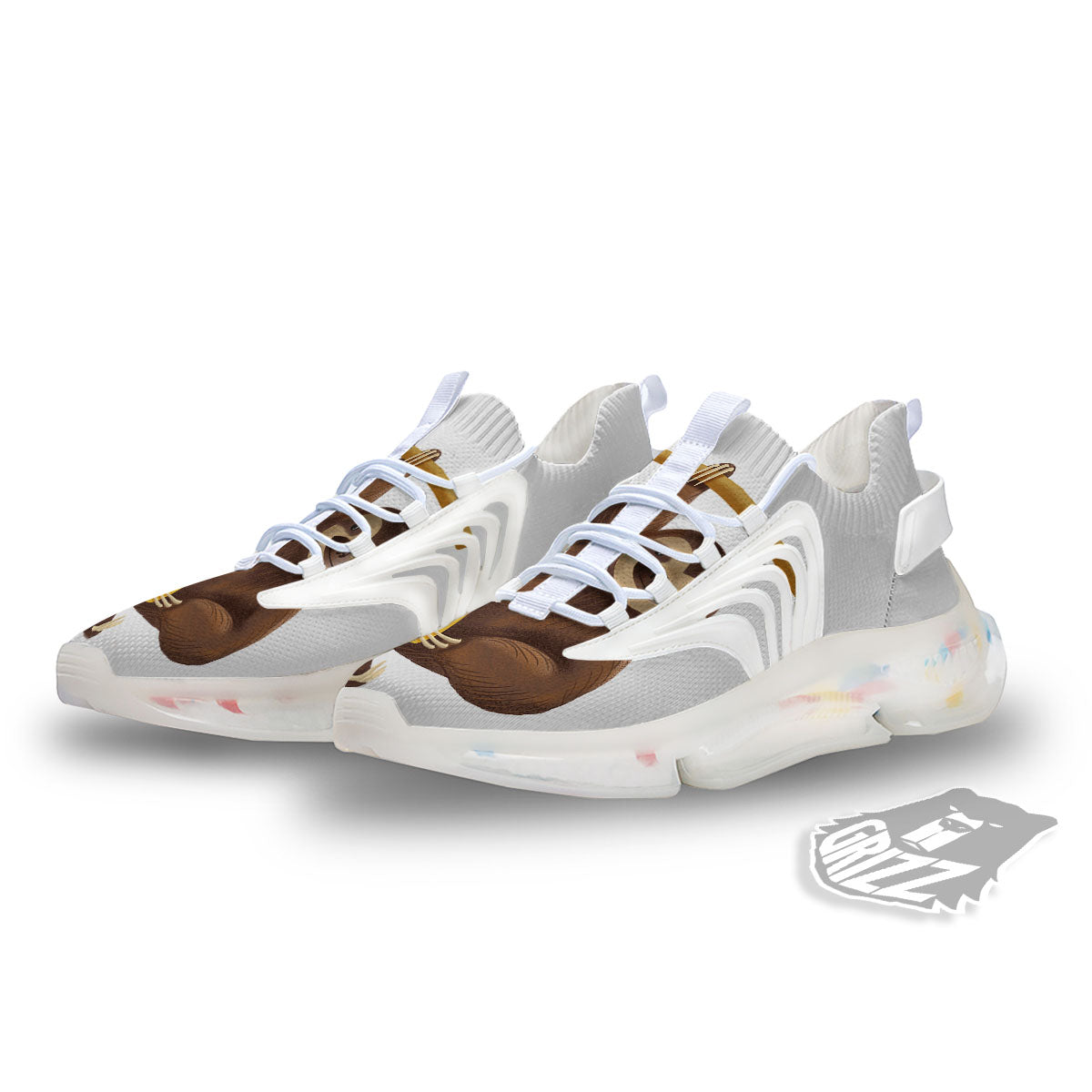Sloth Happy Print White Gym Shoes-grizzshop