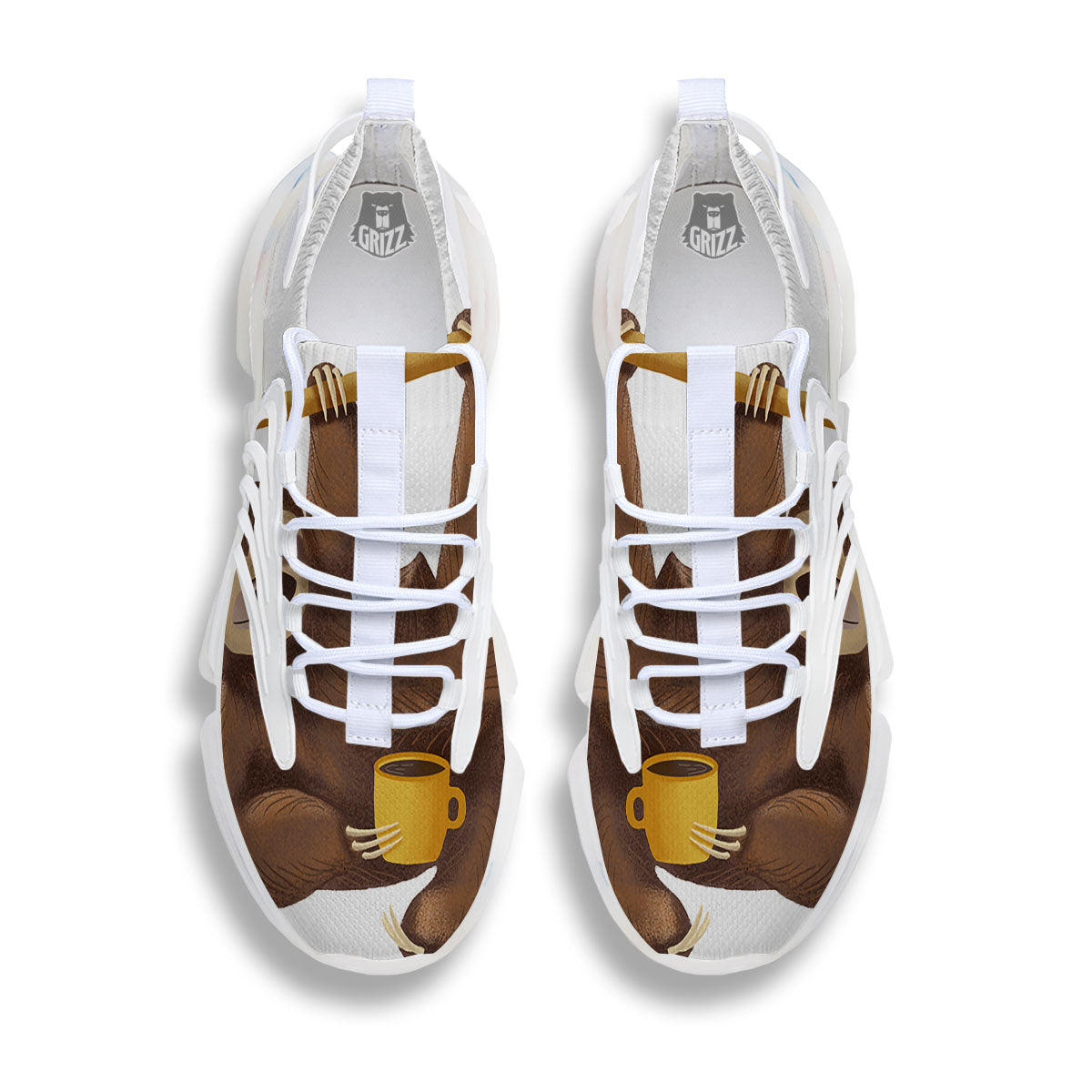 Sloth Happy Print White Gym Shoes-grizzshop