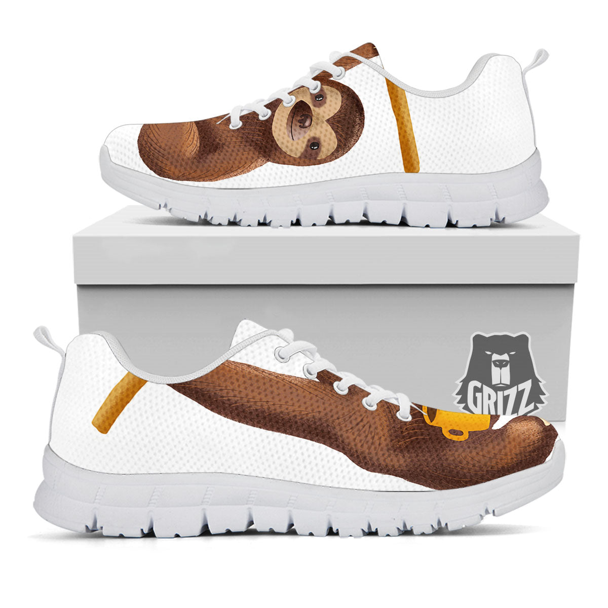 Sloth Happy Print White Sneaker-grizzshop