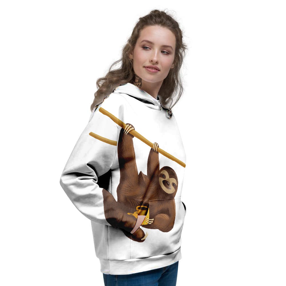 Sloth Happy Print Women's Hoodie-grizzshop