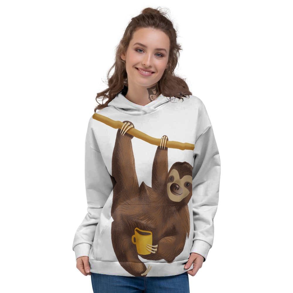 Sloth Happy Print Women's Hoodie-grizzshop