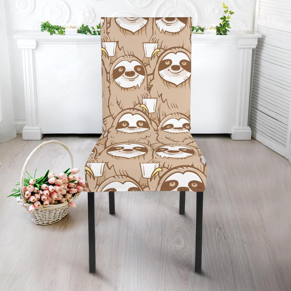 Sloth Pattern Print Chair Cover-grizzshop