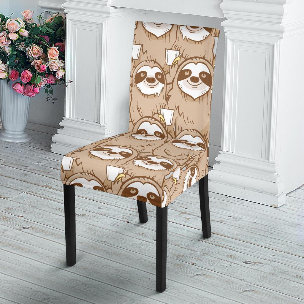 Sloth Pattern Print Chair Cover-grizzshop