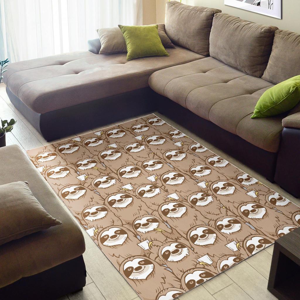 Sloth Pattern Print Floor Mat-grizzshop