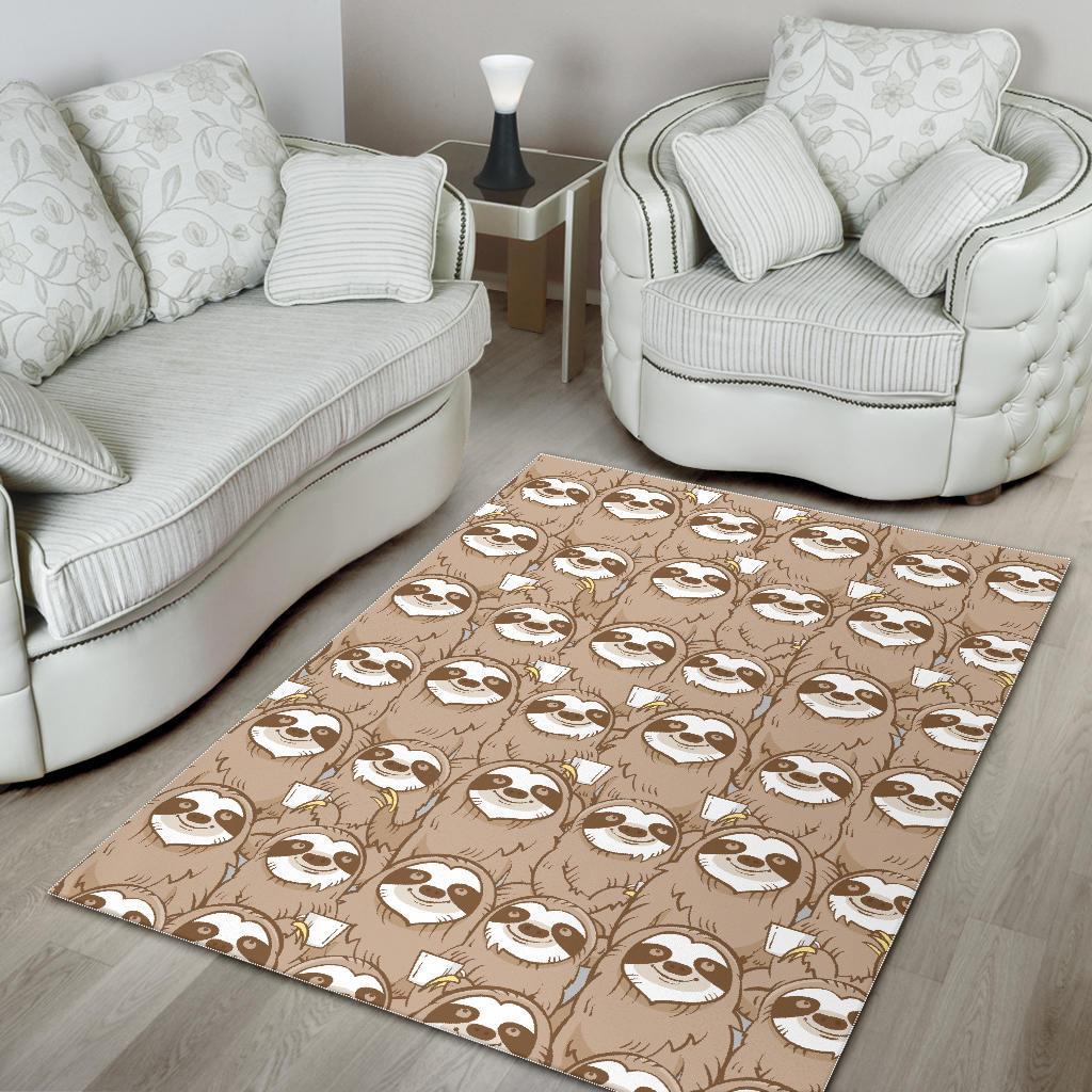 Sloth Pattern Print Floor Mat-grizzshop