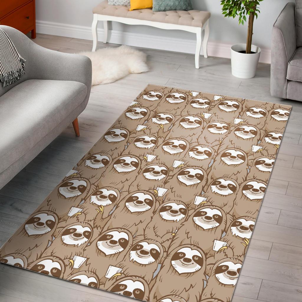 Sloth Pattern Print Floor Mat-grizzshop