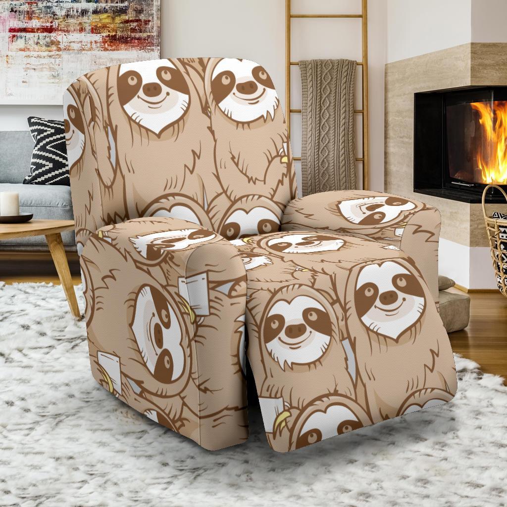 Sloth Pattern Print Recliner Cover-grizzshop