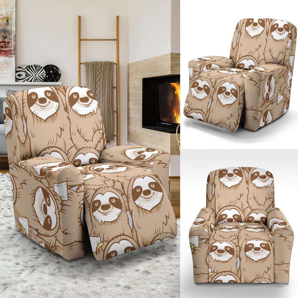 Sloth Pattern Print Recliner Cover-grizzshop