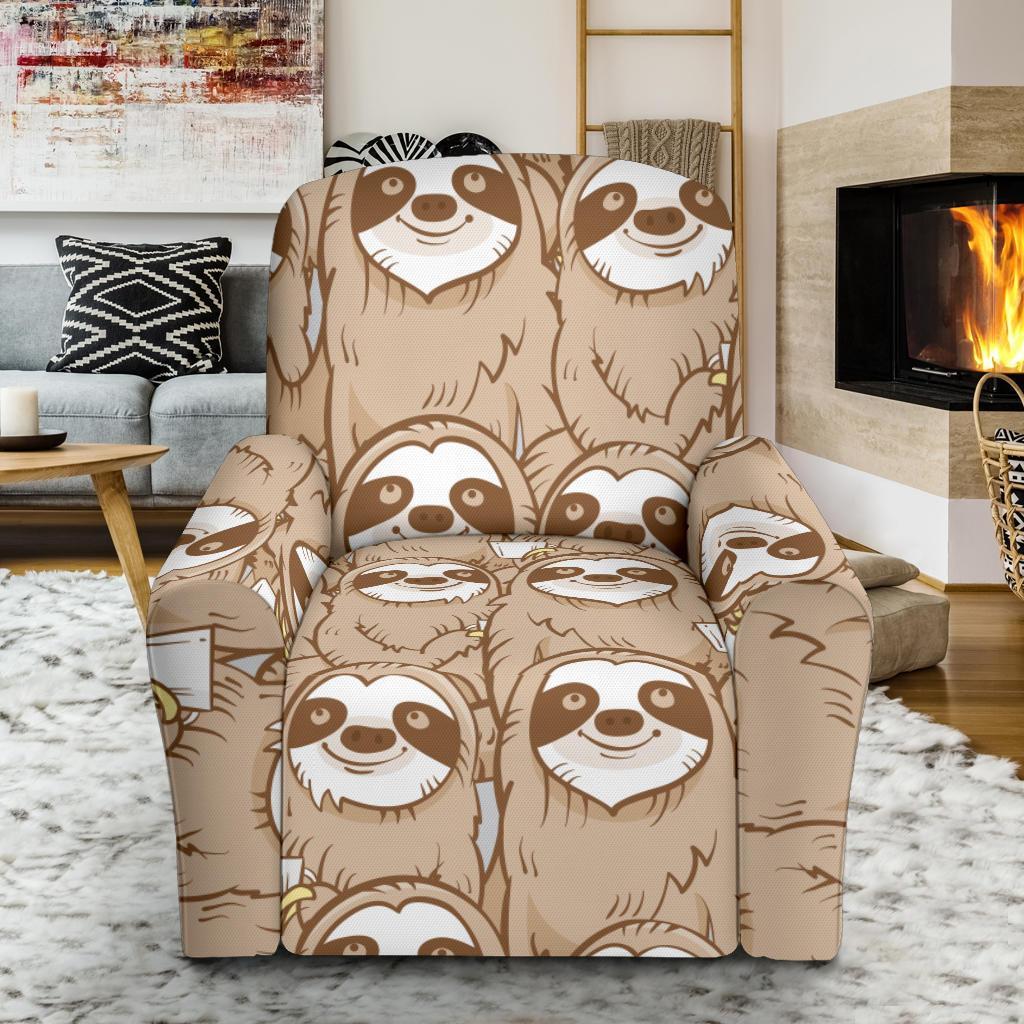 Sloth Pattern Print Recliner Cover-grizzshop