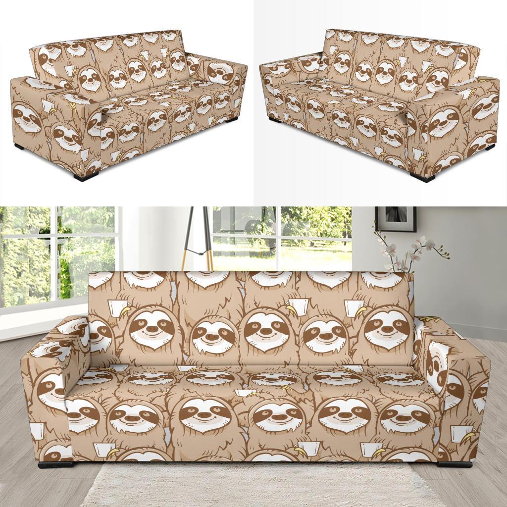 Sloth Pattern Print Sofa Covers-grizzshop