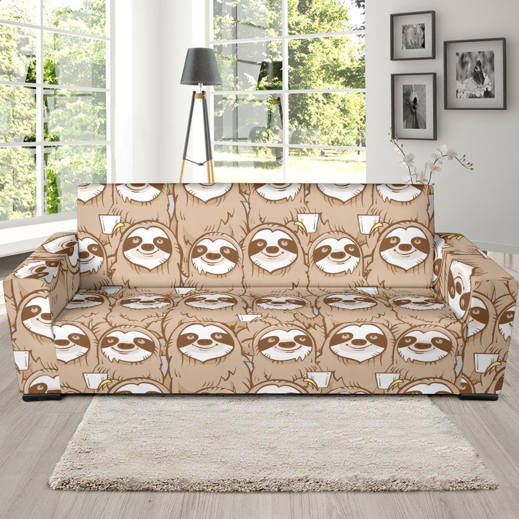 Sloth Pattern Print Sofa Covers-grizzshop