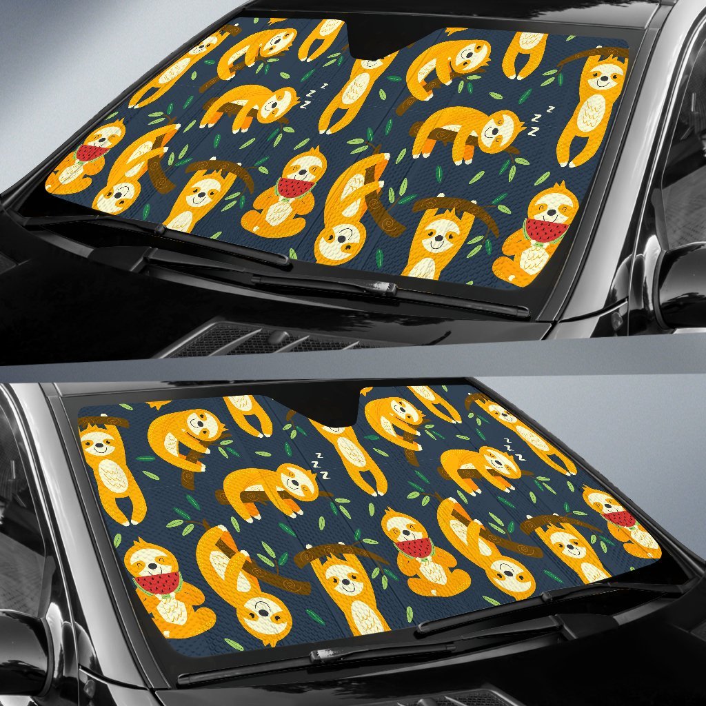 Sloth Print Pattern Car Sun Shade-grizzshop